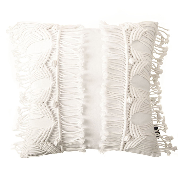 White fringe outlet throw pillow